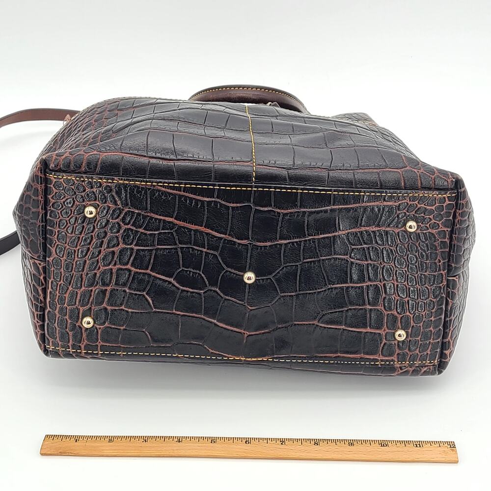 Dooney & Bourke Dillen Croco Leather Satchel - Espresso Dark Brown Bag - Picture 7 of 16